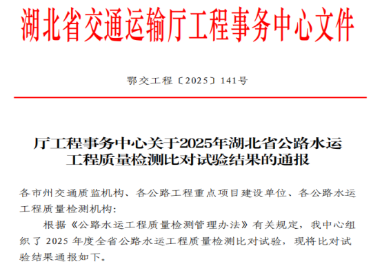 潛江農(nóng)發(fā)檢測(cè)公司順利通過2025年湖北省公路水運(yùn)工程檢測(cè)比對(duì)試驗(yàn)